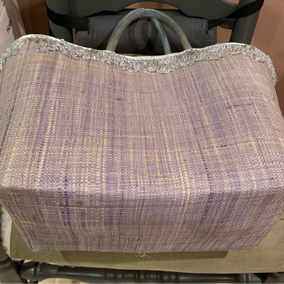 Fully lined woven tote with beaded detail. - Picture 5 of 5